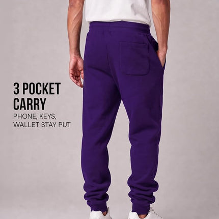 Southpole Men's Basic Active Fleece Jogger Pants-Regular and Big & Tall Sizes, Purple, XXL