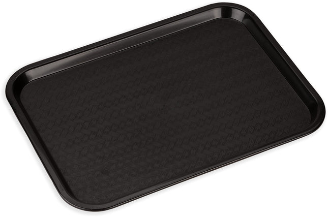 Carlisle FoodService Products Cafe Fast Food Cafeteria Tray with Patterned Surface for Cafeterias, Fast Food, and Dining Room, Plastic, 16.31 x 12.06 x 0.7 Inches, Black, (Pack of 24)