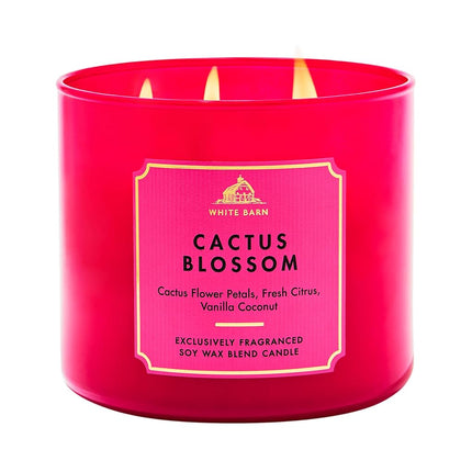 Bath & Body Works, bougie à 3 mèches White Barn avec huiles essentielles - 14,5 oz - Nouveaux parfums permanents ! (Fleur de cactus)