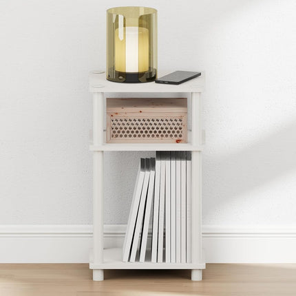 Furinno JUST Night Stand, 3-Tier Turn-N-Tube Nightstand, Toolless Bedside Table, End Table, Side Table with Open Storage for Bedroom, Living Room, White