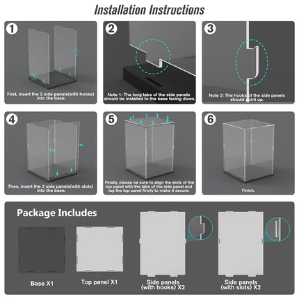 Choowin Acrylic Display Case for Lego 76414 75335 75308 71794 Thickened Clear Acrylic Display Box for Collectibles Countertop Display Case for Action Figures Model Toy Dustproof Showcase(Black Base)