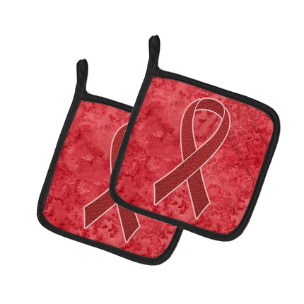 Caroline's Treasures Red Ribbon For Aids Awareness Pair of Pot Holders, 7.5HX7.5W, Multicolor