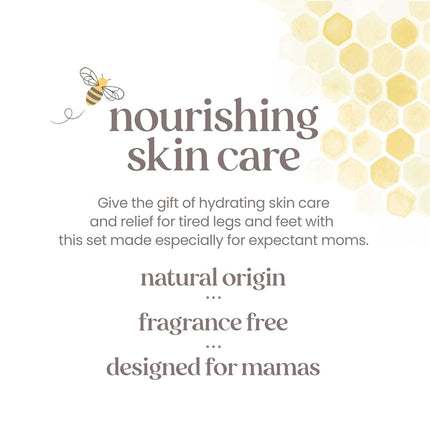 Burts Bees Set de Regalo Mama Bee con Lata, 3 Productos para el Cuidado de la Piel durante el Embarazo - Crema para Piernas y Pies, Manteca para el Vientre y Bálsamo Labial Original de Cera de Abejas