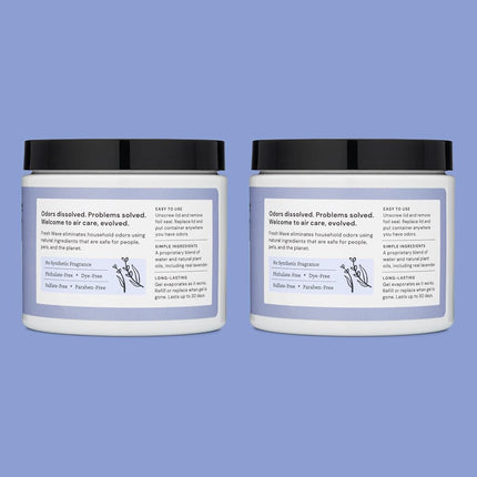 Fresh Wave Gel Eliminador de Olores Lavanda, 425 g | Paquete de 2 | Absorbedores de Olor Más Seguros para el Hogar | Eliminador de Olores Natural a Base de Plantas | Cada 425 g Dura 30-60 Días | para Cocinar, Basura y Mascotas