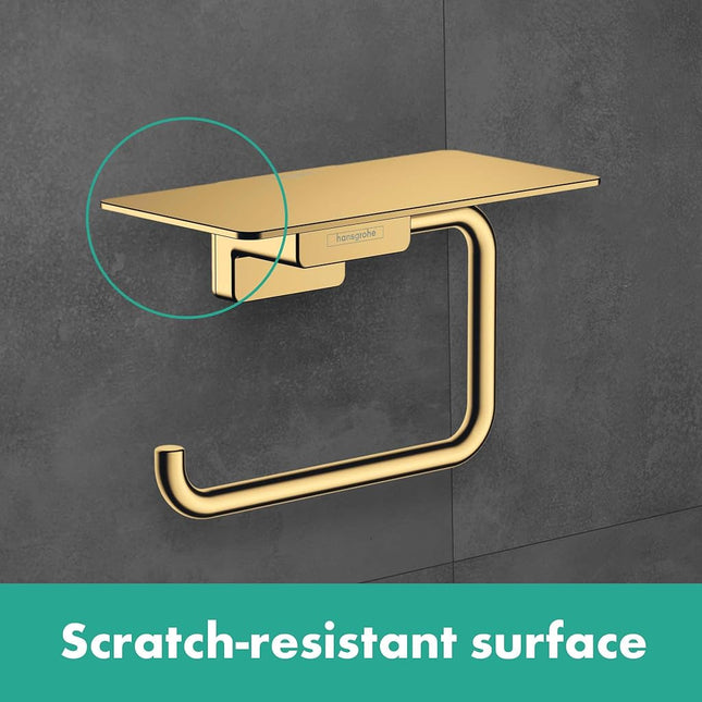 hansgrohe AddStoris Roll holder with shelf, matt black, 41772670