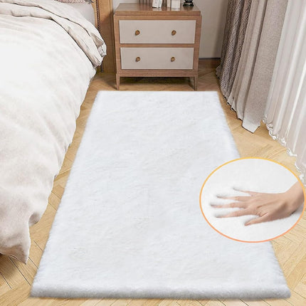 ORINOVA White Washable Furry Area Rug Runner Faux 