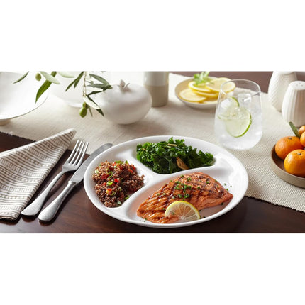 Corelle 3118 Winter Frost White 8.5"/21,6 cm Divided Luncheon Plate, Pack of 6