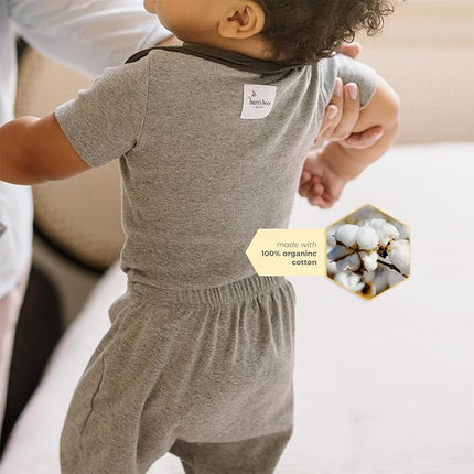 Burt's Bees Baby Bodysuits, 3-Pack Long & Short-Sleeve One-Piece, 100% Organic Cotton, Ash, 0-3 Months