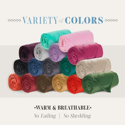 Elegant Comfort Luxury Velvety Feel Blanket, All-Season Lightweight Blanket, Ultra Plush, Soft, Cozy-Fuzzy Flannel Fleece for Couch, Sofa, Bed, Travel, Solid Design, King/California King, Black