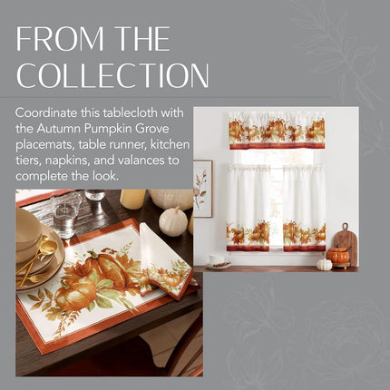 Elrene Home Fashions Autumn Pumpkin Grove Tablecloth, 60"x84" Rectangle, Multi Color