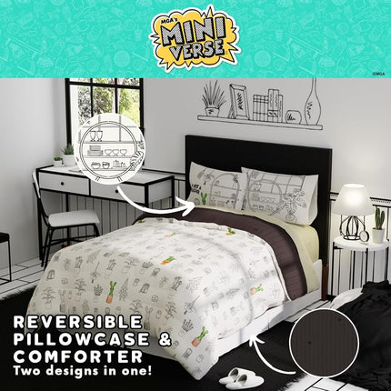 Franco Miniverse Succulent Plants Bedding 7 Piece Super Soft Reversible Comforter and Sheet Set with Sham, Full, (Officially Licensed Product)