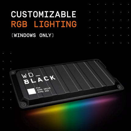 WD_BLACK P40 2TB Game Drive SSD, External SSD drive, Portable, Works with Playstation, PS5, Xbox, PC & Mac, Superspeed USB 3.2 Gen 2x2, up to 2000 MB/s, WD_BLACK Dashboard, Customizable RGB lighting