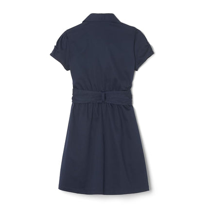French Toast Girls' Twill Safari Shirtdress, Navy, 6 Plus