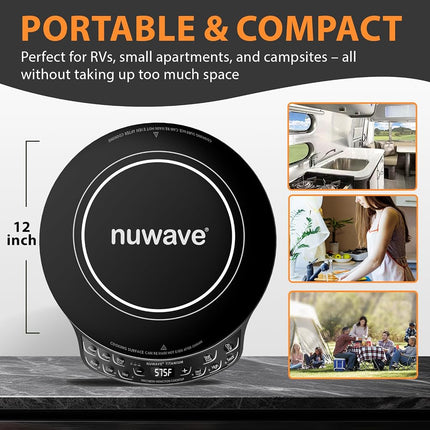 Table de cuisson à induction Nuwave, plaque chauffante améliorée avec sonde numérique, 106 températures de 38°C à 302°C, 3 réglages de puissance, brûleurs à induction portables pour la cuisson