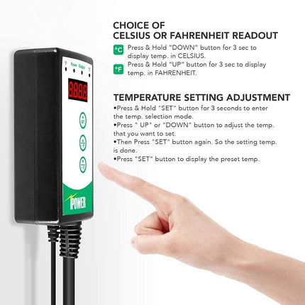Simple Deluxe 50W Reptile Ceramic Heat Bulb No Light Emitting with 5.5 Inch 60W Dome Light Clamp Lamp Fixture and Digital Thermostat Controller, for Incubating Chicken & Amphibian Pet