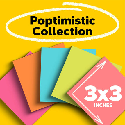 Post-it Notes, 3 in x 3 in., 18 Sticky Notes Pads, 100 Sheets per Pad, Poptimistic Collection, School Supplies and Oﬃce Products, The Original Post-it Note