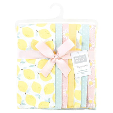 Bavoirs en flanelle de coton unisexe Hudson Baby, motif marguerites citrons, lot de 7, taille unique