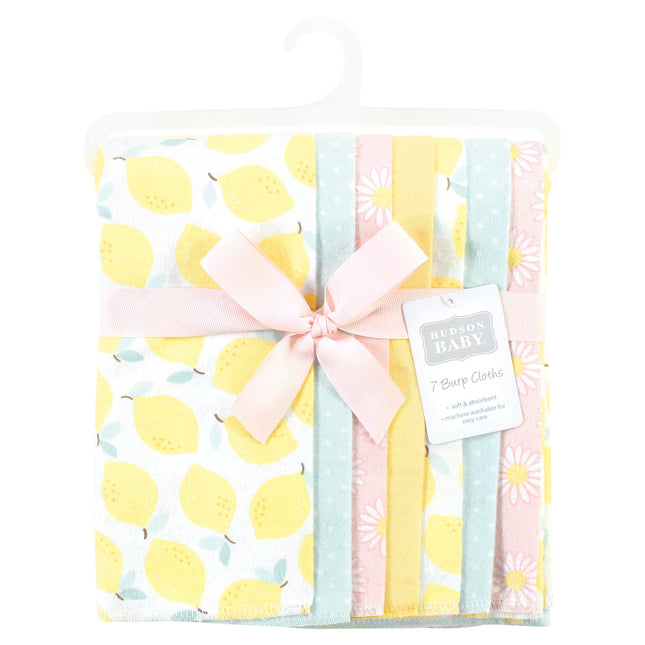 Bavoirs en flanelle de coton unisexe Hudson Baby, motif marguerites citrons, lot de 7, taille unique