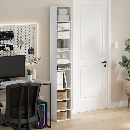 Furinno PASIR 10-Tier Bookcase with Open Shelf, White