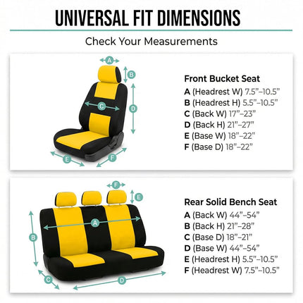 FH GROUP Car Seat Covers, Full Set, Yellow