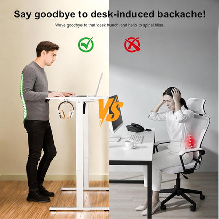 ERGOMAKER Electric Standing Desk 170x60cm (White Frame + White Desktop)