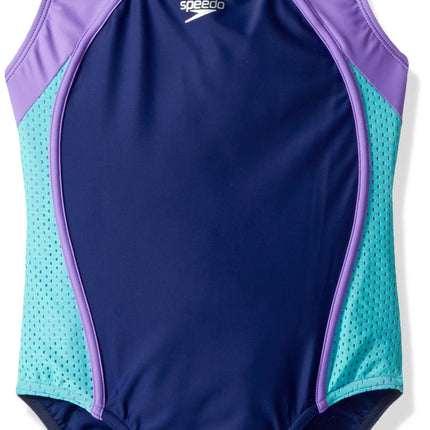 Speedo Girl's Swimsuit One Piece Mesh Splice Thick