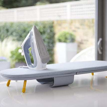Joseph Joseph Pocket Folding Space-Saving, Compact table-top Ironing Board Regular, Grey/Yellow