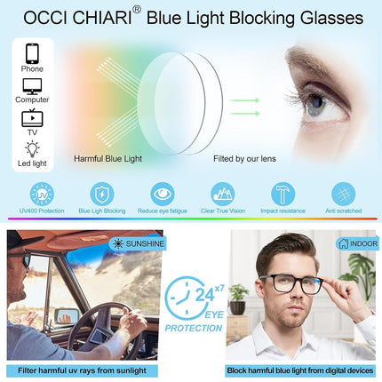 OCCI CHIARI Blue Light Blocking Reading Glasses for Men +1.0 XL Black Readers(+1.0 +1.25 +1.5 +1.75 +2.0 +2.25 +2.5 +2.75 +3.0)