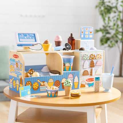 Melissa & Doug Wooden Cool Scoops Ice Creamer | Pretend Shop & Kitchen Role Play Toy for Kids | Age 3+ - FSC Certified