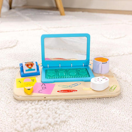 Melissa & Doug Wooden Work & Play Desktop Activity Board | Sensory Toys for Boys & Girls | 12+ Months - FSC Certified
