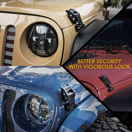 Xprite Stainless Steel Locking Hood Latches Catch Kit for 2007-2018 Jeep Wrangler JK JKU & 2018-2020 Jeep Wrangler JL JLU - Pair