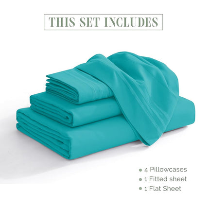 Elegant Comfort 4 Piece 1500 Thread Count Luxury Silky Soft Egyptian Quality Coziest Sheet Set, Queen, Teal Blue