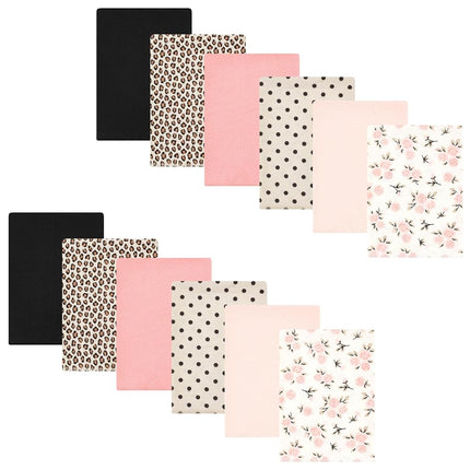 Lot de langes à roter en flanelle de coton pour bébé unisexe Hudson Baby, motifs floraux roses neutres, taille unique