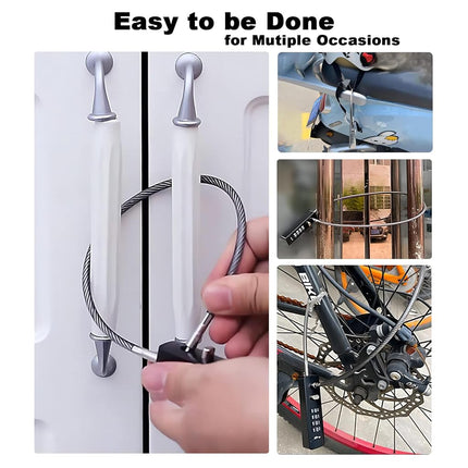 Tcyoatoa Cable Locks Combination, 23-3/5'' Length Steel Cable Rope 4-Digit Combination Lock Resettable Code for Bikes, Lockers, File Cabinets, Wardrobes, Small Fences, Refrigerator Door(Gun-Grey)