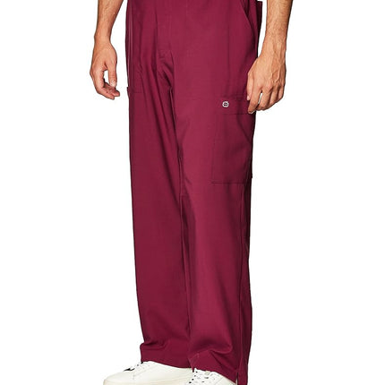 WonderWink 5355XWINE2XL W123 Men's Flat Front Cargo Pocket Pant, Wine, Extended-2XL Size