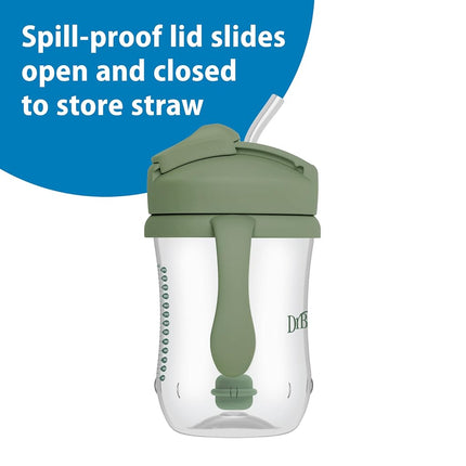 Dr. Brown's Milestones, Baby's First Straw Cup Sippy Cup with Straw, 6m+, 9oz/270ml, 2 Pack, Coral & Olive Green, BPA Free