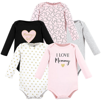 Hudson Baby unisex-baby Cotton Long-sleeve Bodysuits, Girl Mommy, 12-18 Months