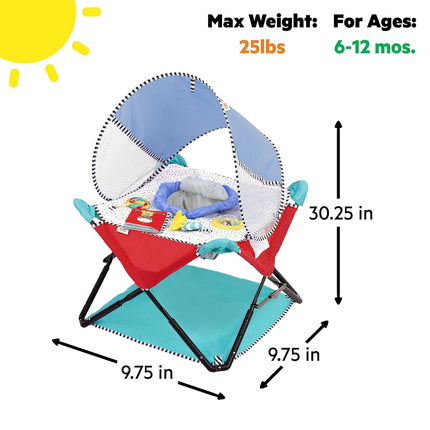 Bright Starts Pop 'N Jump Portable Activity Jumper, Indoor/Outdoor Use, Sweet Treats with 4 Sensory Toys, Ages 6-12 Months