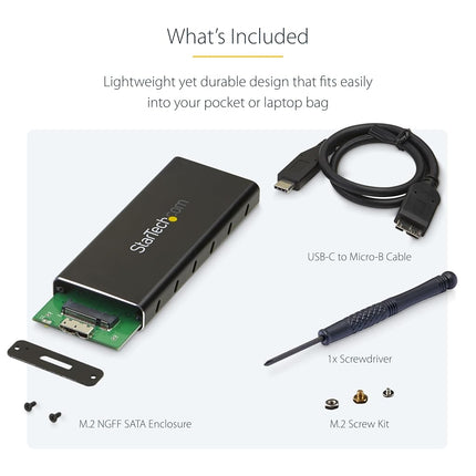 StarTech M.2 SATA SSD Enclosure, USB 3.1 10Gbps, Aluminium (SM21BMU31C3)