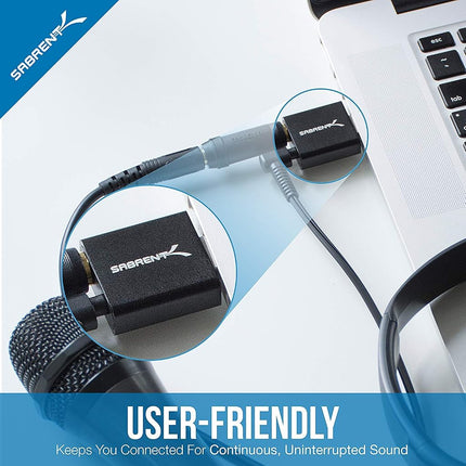 Sabrent Aluminum USB External Stereo Sound Adapter for Windows and Mac. Plug and play No drivers Needed [Black] (AU-EMCB)