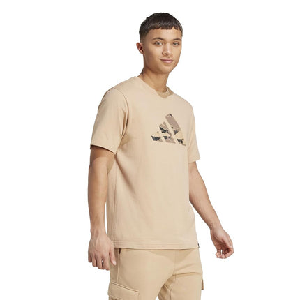adidas Men's Camouflage Graphic T-Shirt, Warm Sandstone/Logo, Small Tall