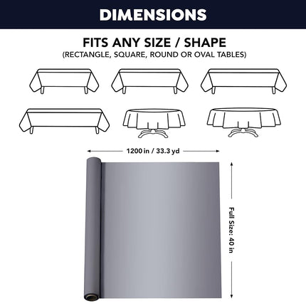 Party Essentials Plastic Banquet Table Roll, 40" x 100', Silver