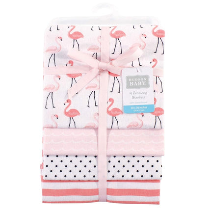 Hudson Baby Unisex Flannel Receiving Blankets, 4-Pack