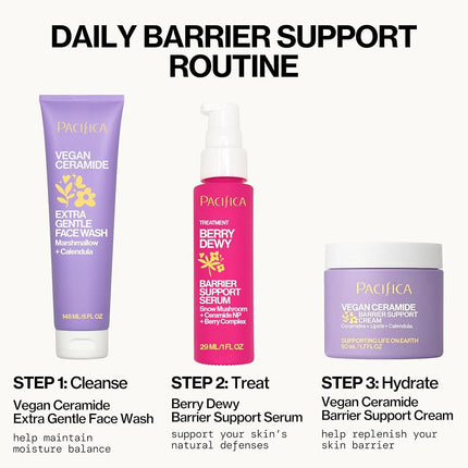 PACIFICA Beauty, Nettoyant visage extra doux réparateur à la céramide végétalienne, nettoyant quotidien pour le visage, approuvé par l'Association de l'eczéma, sans danger pour les peaux sensibles, sans parfum, 100% végétalien et sans cruauté