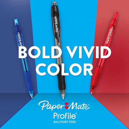 Paper Mate Profile Ballpoint Pens, Bold Point, Black, Box of 36