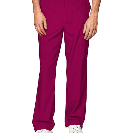 WonderWink Men's Flat Front Cargo Pant, Wine, Medi