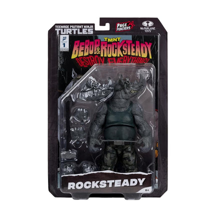 McFarlane Teenage Mutant Ninja Turtles (Page Punchers) Rocksteady 5in Action Figure with Comic Toys