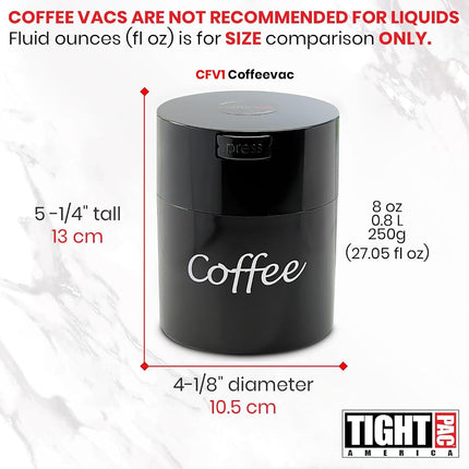 Coffeevac 1/2 LB – Patented Airtight Container | Multi-use Vacuum Container Works as Smell Proof Containers for Ground Coffee and Coffee Bean Containers. Black with Logo