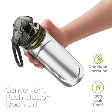 SipX™ Triple-Insulated Stainless Steel Water Bottle - 18oz. With Straw Lid, BPA-Free Reusable Insulated Water Bottle Keeps Cold For 12 Hours, Metal Water Bottle Made Of Sustainable Material For Hiking