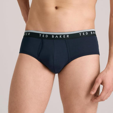 Ted Baker Men's Standard 4 Pack Cotton Stretch Briefs, Black Beauty/Grey Heather/Sky, Medium